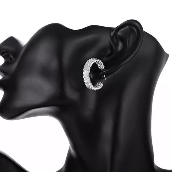 NEW 925 Sterling Silver Hoop Earrings - Picture 5 of 8